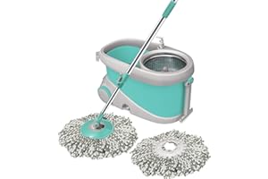 Spotzero by Milton Prime Spin Mop with Big Wheels and Stainless Steel Wringer, Bucket Floor Cleaning and Mopping System, 2 Mi