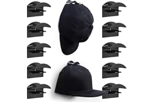 KOSITI Support Casquette Mural Lot de 10 Porte-Casquettes Noir ✮Marque Française✮ Crochets Muraux Adhésif ou à Vis Sans Perçage Optionnelle – Double Crochet Design & Résistant pour Chapeaux Sacs Casquettes