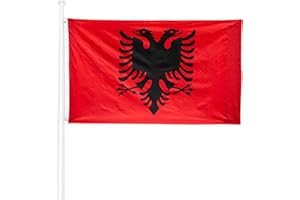 Bandera KliKil Albania 90x150cm - Tejido para exteriores 150x90cm resistente a la intemperie con 2 ojales de metal. Albania Flag Decoraciones de jardín
