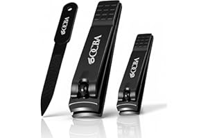 OCBA 2pcs tagliaunghie in acciaio inossidabile per unghie spesse e dure con lima per unghie Tagliaunghie professionale e resistente per uomo e donna Manicure Pedicure