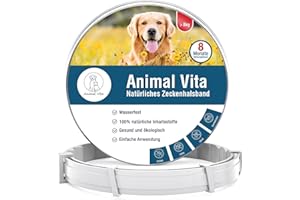 Animal Vita® Zeckenhalsband für Hunde - Effektiver Schutz vor Ungeziefern [wasserdicht und größenverstellbar] bis zu 8 Monate Zeckenschutz mit 100% natürlichen Inhaltsstoffen