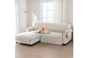 BellaHills 100% Impermeabile Copridivano 2 Posti Con Penisola a Sinistra - Copridivano Angolare - Antiscivolo - Antimacchia - Antigraffio Copridivano, Seduta 205cm, Rovere Francese