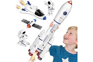 QiquBox Weltraum Raketen Spielzeug für Kinder, Space Shuttle Spielzeug für Kinder im Alter von 3, 4, 5, 6, 7, 8 Jahren, Raketen Weltraumspielzeug Geschenk für Jungen und Mädchen