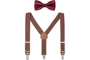 WELROG Niños Tirantes Conjuntos de pajarita - Tirantes ajustables en forma de Y con Pajaritas