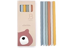 ISANDBOX J. Børn, Trinkhalme aus Silikon, 6 St Strohhalme Silikon BPA-frei, Trinkhalm Set mit Strohhalm Reinigungsbürste und Tasche, Strohhalme Wiederverwendbar Bunt & mit 22cm Länge (Blau)