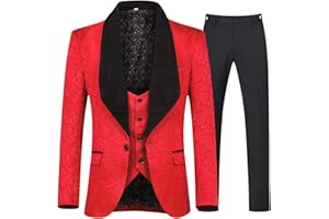 Allthemen Abiti da Uomo 3 Pezzi Prom Wedding Tuxedo Suit per Uomo Scialle con Bavero One Button Blazer Gilet Pantaloni