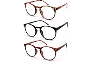Vecien Lesebrille 3 Stuecke Federn-Scharnier Brillen Mattes Finish fürein, Kristallgläser gibt Ihnen ultra-klare Sicht, Federscharniere Musterdesign für Männer und Frauen