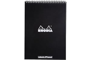 ‎RHODIA Rhodia 185039C Note Pad mit Doppelspirale, DIN A4, Dot Grid, 80 g, 21 x 29.7 cm, 80 Blatt, schwarz