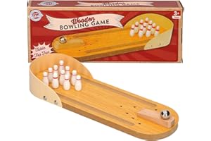 A2Z 4 Kids Mini Bowling Wooden Tabletop Game Set Kids Miniature 10-Bowling Pin Set Children Desktop Mini Skittles Game Set Wooden Board Mini Arcade Tabletop Game Portable Tabletop Stress Relief Gadget