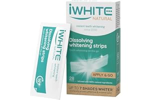 iWhite auflösbare Zahnweiß-Streifen - Zahnaufhellung bis zu 7 Schattierungen weißer - Zahnschmelz sichere Teeth Whitening - 28 Whitening Strips ohne Peroxid (14 Tage) Zähne aufhellen Bleaching Stripes