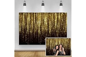 Renaiss 2.2x1.5m Vinyl Fotohintergrund Schwarz Gold Glänzend (kein Glitter) Fotohintergrund Verträumt Thema Hochzeit Geburtstag Festival Party Dekoration Kinder Erwachsene Foto Requisiten