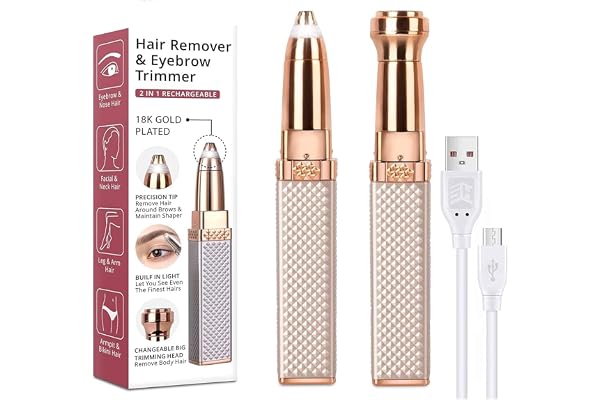 Yimobra Eyebrow Trimmer for Women, 2 in 1 Rechargeable Trimmer with Replaceable Heads, Painless Eyebrow Razor with Indicator Lights