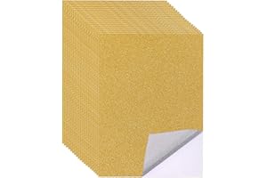QIKAARA 20 Blatt Golden Glitzerpapier zum Basteln, A4 Selbstklebende Glitzer Papier, Glitzerndes Bastelpapier, Glitterpapier Glitterkarton für DIY Handwerk, Grußkarten, Scrapbooking (21 x 29.7 cm, Gold)