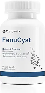 Trexgenics FENUCYST - Natural & Complete PCOS/PCOD Management with Fenugreek 50% Saponins; Ashwagandha 5% Withanolides with PCOS Support Essential Nutrients (60 Veg. Caps) (Pack of 1)