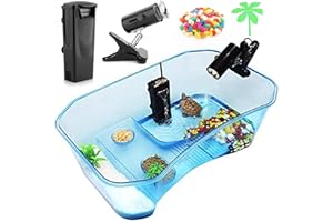 Geegoods Turtle Tank Aquarium,Reptile Tank,Turtle Aquarium with Filter and Platform Plants for Pet Turtle Reptile Habitat