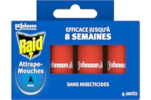 Raid Rubans Attrape-Mouches - Jusqu'à 8 Semaines d'Efficacité - Sans Insecticides - 4 Rubans