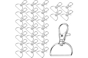 KGGZKG 25 sztuk kółek na klucze, zamknięcie 25 mm, karabińczyk, pierścienie w kształcie litery D, metalowy breloczek do kluczy, obracany o 360° (srebrny)