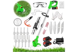 Wrneaoch - Decespugliatore elettrico a batteria, tosaerba a benzina con lame in metallo, 24 V, 9000 mAh, potente, per tagliare erba, cespugli e rami