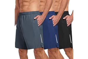 xtuwkzo Sport Shorts Lot de 3 Hommes été Séchage Rapide Tennis Short Fitness Homme Pantalons Courts avec Poches Outdoor Running Shorts
