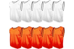 SPORTSBIBS Fußball Leibchen Set 10 Stück: 2 Farben - 5 von jeder Farbe, für Kinder und Erwachsene, Markierungshemd-Trainingsleibchen ohne Logo, Team-Spiel Bibs für Herren Damen Senioren Junioren