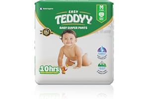 TEDDYY Baby Easy Pant Diapers Medium 74 Count (Pack of 1), 7-12 kgs, 10 hrs Leak Protection, Anti - Bacterial