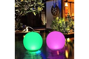 Dorlink Floating Pool Lights IP68 Waterproof Solar Orb Light,14 Inch Pond Lights with Remote Control,16 Colors Changing Hot Tub Light for Swimming Pool,Beach,Garden,Backyard,Lawn,Pathway- 2 Pack