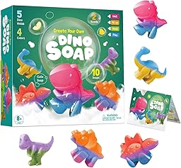 Dr. Daz Dinosaurier Seifenherstellung Set für Kinder, DIY Seife Selber Machen Bastelset mit 5 Dino-Formen, Experimentierkasten Geschenk für Mädchen & Jungen ab 8 Jahren