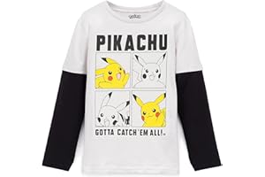 Pokemon T-Shirt Boys Kids Skater Vestiti Grigio Pikachu Game Top