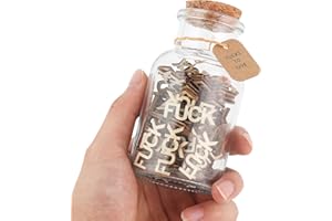 HSXIANG Give a Fuck in a Bottle- Fucks Wooden Cutouts Letter Piece, Jar of Fucks Gift for Valentine's Day/Birthday Day/Chrismas/Holiday. (FUCKS TO GIVE)