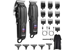 CkeyiN Pro Cortapelos profesional para hombre y cortabordes, USB recargable, cortapelos inalámbrico con pantalla LCD para kit de cortapelos y recortadora de barba barbero/salón