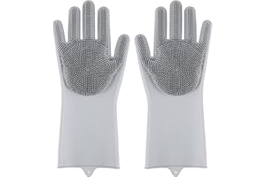 TYGFRT 1 Pair of Gray Gloves, Silicone Gloves, Pet Grooming Gloves, Dog Bathing Gloves, Pet Cleaning Gloves, Pet Hair Removal Gloves, Pet Bathing Accessories