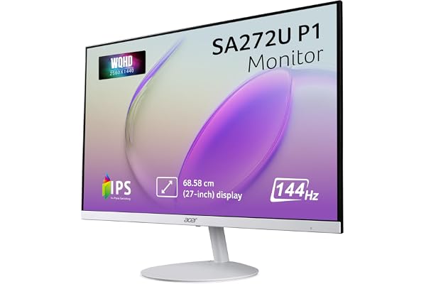 Acer SA272U P1 27 Inch WQHD 2560×1440 IPS Monitor|144Hz Refresh Rate | 1ms VRB | HDR10 | AMD FreeSync | 1 x HDMI (2.0) + 1 x