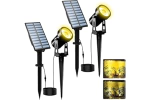 T-SUNUS Solar Landscape Spotlights 2 Pack, IP65 Waterproof Separated Solar Panel Lights with 9.8ft Cable, Outdoor Solar Spot Light for Yard Garden Driveway Porch Walkway Pool Patio Warm White 3000K