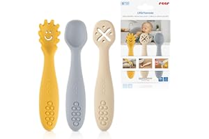 reer LittleYummie Silikon Babylöffel | Baby-led Weaning | Lernbesteck/Lernlöffel | Baby Besteckset | 100% lebensmittelechtes Silikon