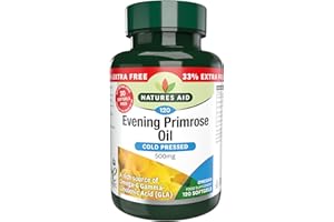 Natures Aid Evening Primrose Oil 500mg – Cold Pressed Omega-6 GLA – Supports Hormonal Balance, Skin Health & Anti-Inflammatory Function – Non-GMO, Gluten-Free – 120 Softgels