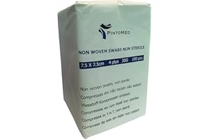 PintoMed Compresses en Non Tissé, TNT, Non Stériles - 7,5 cm x 7,5 cm, Paquet de 100 - Non Woven Swabs