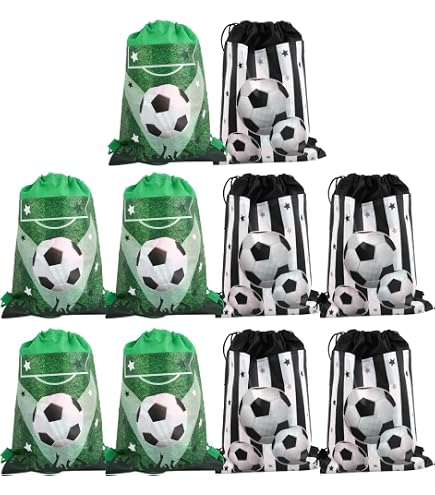 12 Borse Con Coulisse Per Feste Di Calcio Sacchetti Regalo Calcio