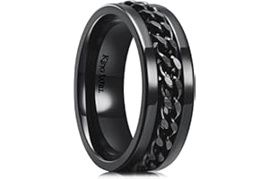 King Will Intertwine 8mm Spinner Ring Black/Blue/Silver Edge Serrated/Edge Polished Stainless Steel Fidget Ring Anxiety Ring for Men