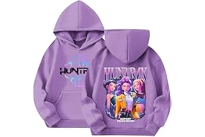 Generisch Demon Hunters Huntrix Hoodie für Jungen Mädchen Streetwear Kapuzenpullover mit Anime-Druck Kinder Sweatshirt für Mädchen