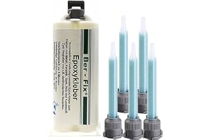 Ber-Fix 5 min de colle époxy EXPRESS 50 g cartouche + 5 pointes 2K colle véritable époxy colle 2 composants colle plastique métal verre pierre béton bois