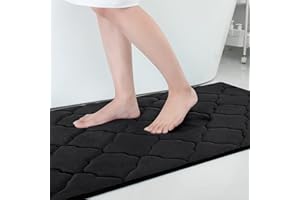 ‎HOMAXY Homaxy Memory Foam Badezimmerteppich rutschfest Badematte Weich Badteppich Saugfähige Badvorleger Waschbar Pflegeleichte Duschvorleger - 60 x 90 cm, Schwarz