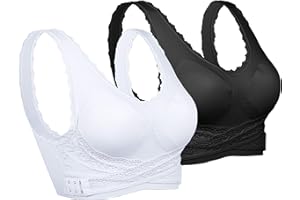 Vertvie Damski biustonosz sportowy, koronkowy biustonosz damski, biustonosz koronkowy, cienki biustonosz z przodu, push up, bez fiszbin, do jogi, fitnessu, treningu, rozciągliwy, wygodny biustonosz