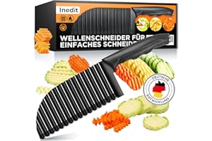 nedit Wellenschneider Gemüse, Wellenmesser aus Edelstahl, Riffelmesser für Pommes & Obst, Wellenschnittmesser für Erwachsene und Kinder, Wellenpommes schneider, Crinkle Cutter (1 schwarz Messer)