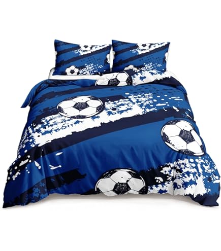 Yzehomijia Football Duvet Cover Children's Bedding Microfiber Duvet Cover with 2 Pillowcases 65 x 65 cm (F1, 220 x 240 cm