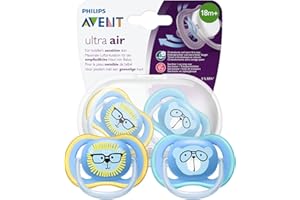Smoczek Philips Avent Ultra Air - Dla wrażliwej skóry - 18 m+ - Bardzo sztywny smoczek - Łatwa sterylizacja - W zestawie etui - 2 sztuki w opakowaniu - SCF349/14