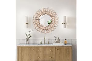 TTISJHK Rund rottingspegel, 40 cm, handgjord rund spegel med 20 cm glasspegel som boho väggdekor för vardagsrum, sovrum, badr
