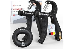 ‎FUNFLEX FUNFLEX Handtrainer Fingertrainer, Griffkraft Trainer 2er Set, 5-60kg Einstellbarer Widerstand Unterarmtrainer - Grip Ring, Fingerkraft Grifftrainer - Fitness Krafttraining für Hand, Finger, Unterarm