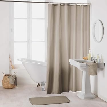 24 Crochets Rideau Douche En C - Blanc Pratique Pour Baignoire Et Salle De Bain