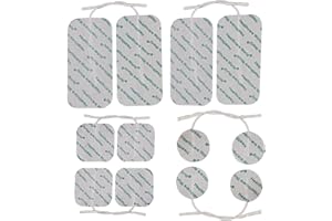 Healthcare World – Lot de 12 Électrodes TENS/EMS Auto-Adhésives – 3 Tailles (Petites, Moyennes, Grandes) – Patchs Réutilisables pour Soulagement de la Douleur