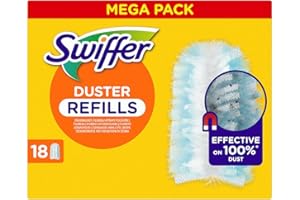 Swiffer Duster Plumero recargas, 18 Unidades, atrapa y retiene 3 x más Polvo y Cabello Que un Plumero Tradicional, eficaz contra el 100% de los Polvo, Mango se Vende por Separado